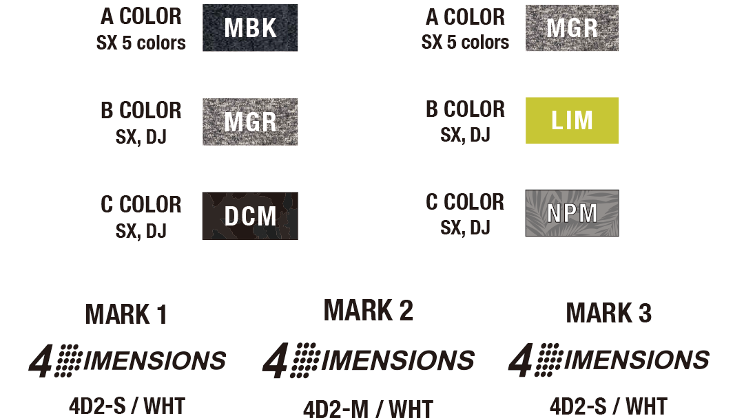 カラーバリエーション & マーク情報
